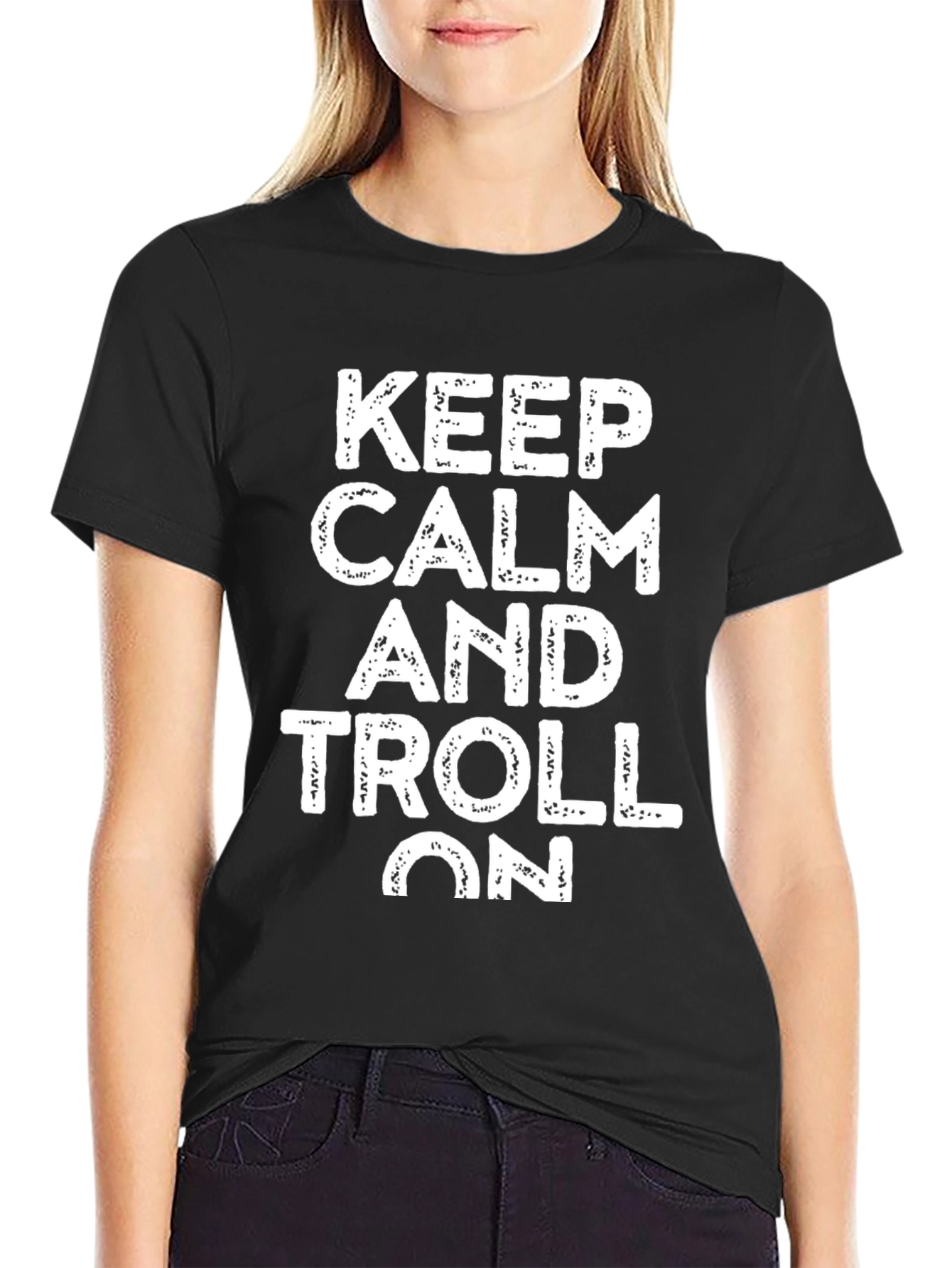 Keep Calm and Troll On Black T-Shirt