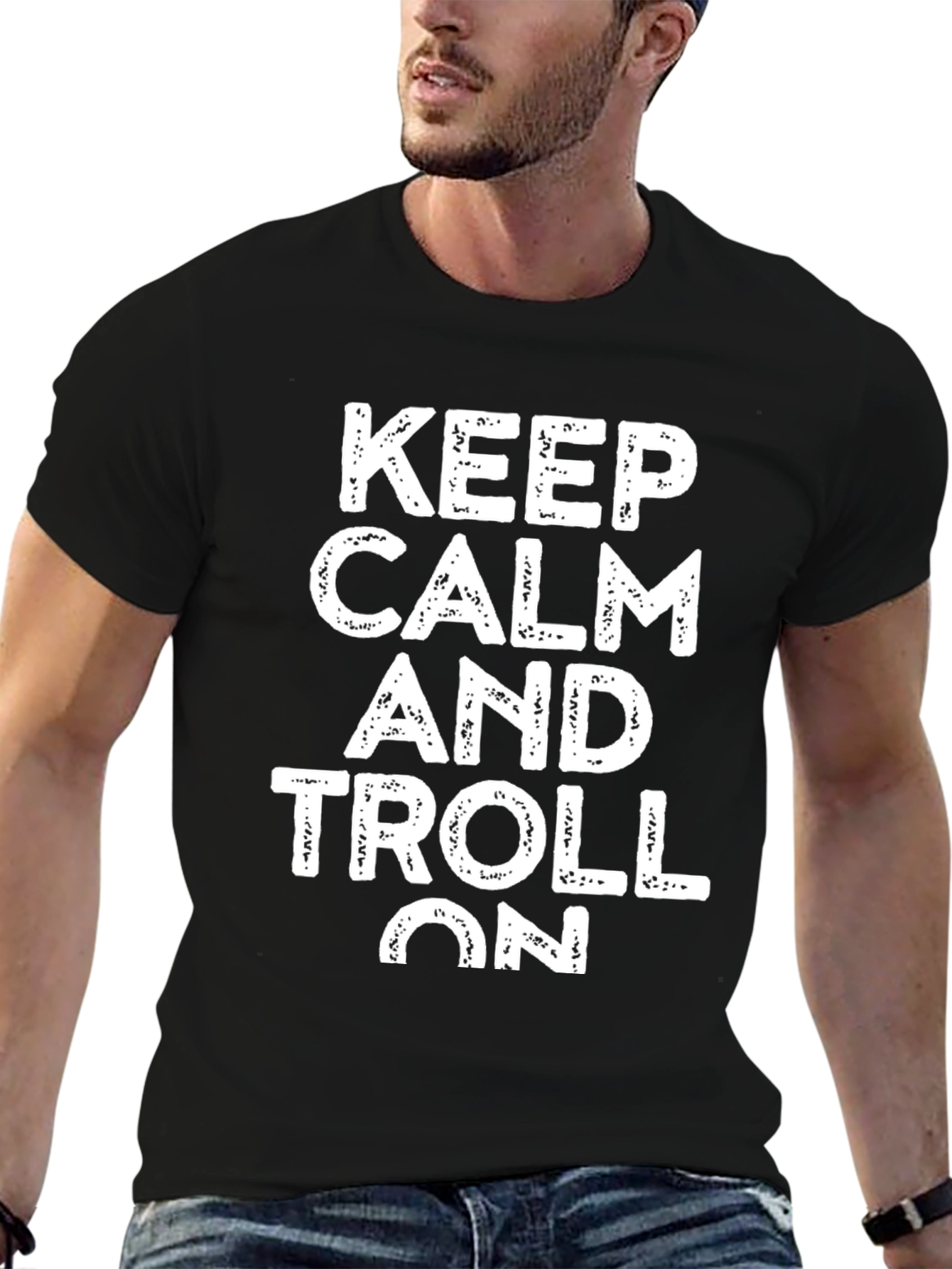 Keep Calm and Troll On Black T-Shirt