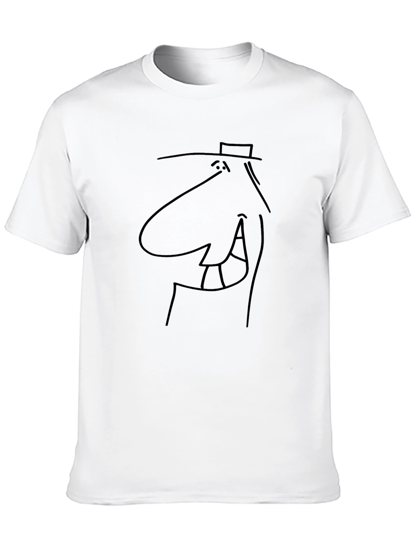 Cartoon Face T-Shirt - Black Minimalist Style