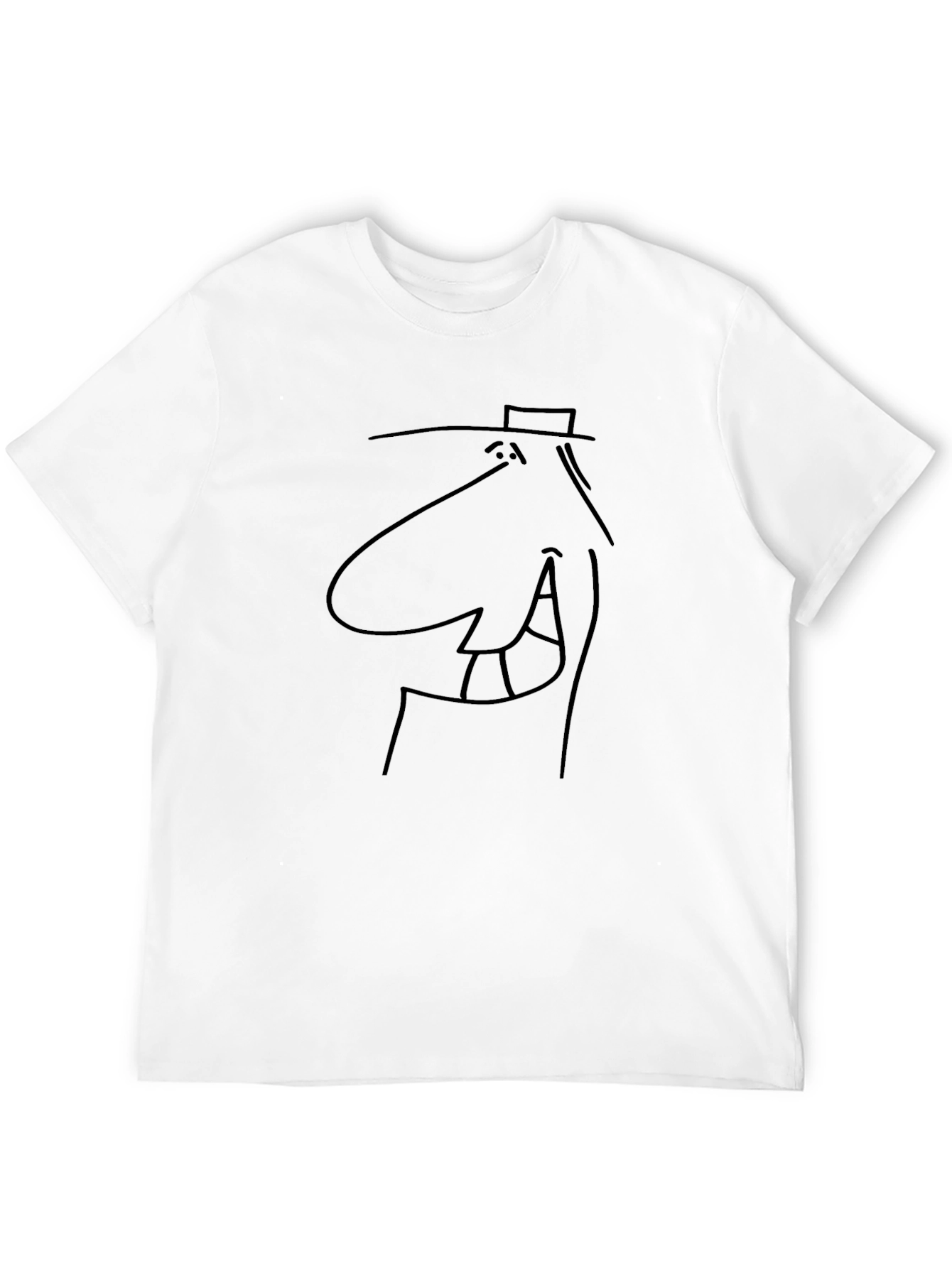 Cartoon Face T-Shirt - Black Minimalist Style