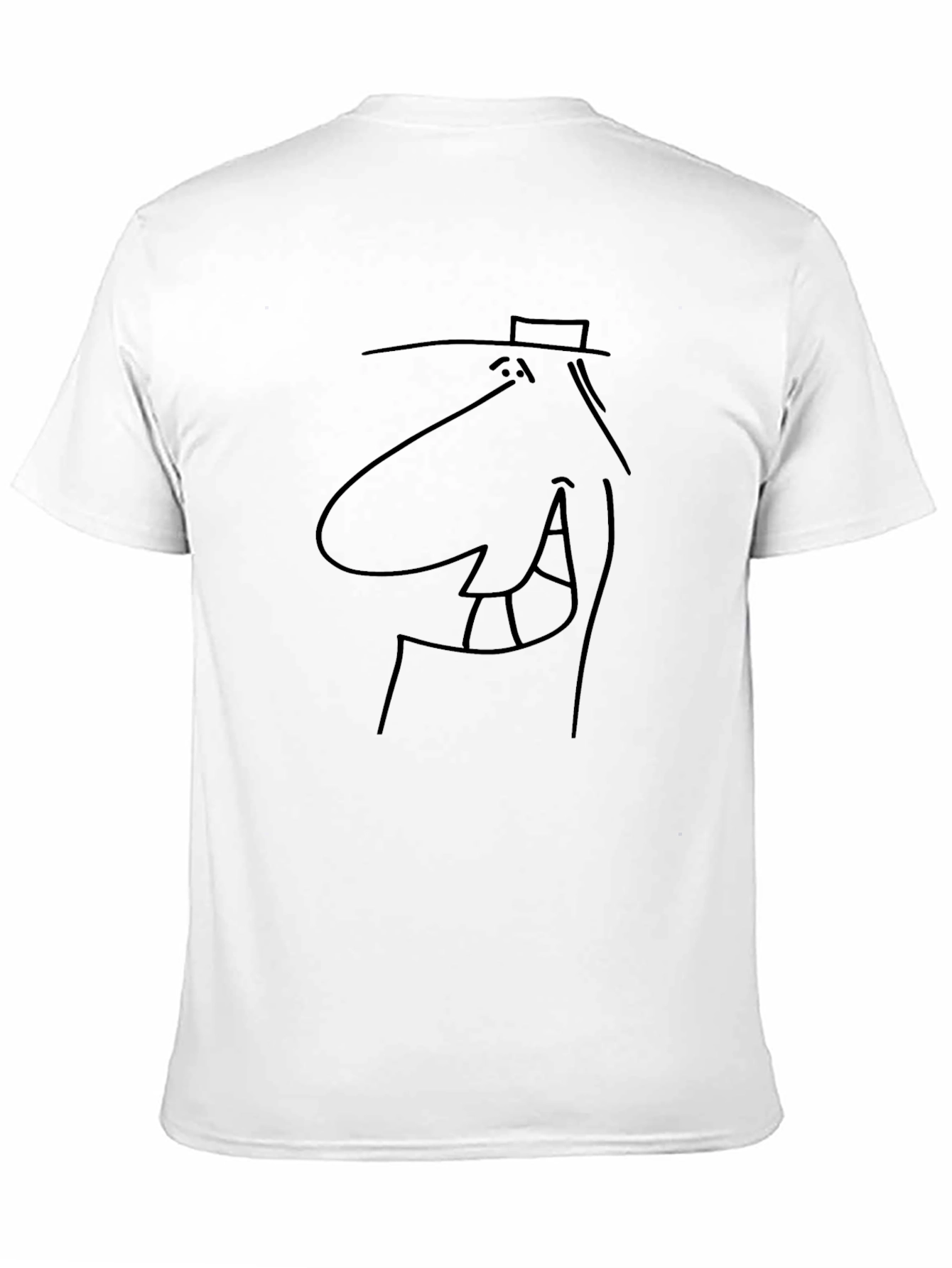 Cartoon Face T-Shirt - Black Minimalist Style