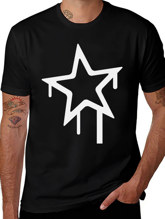 Black T-Shirt with Dripping Star Graphic