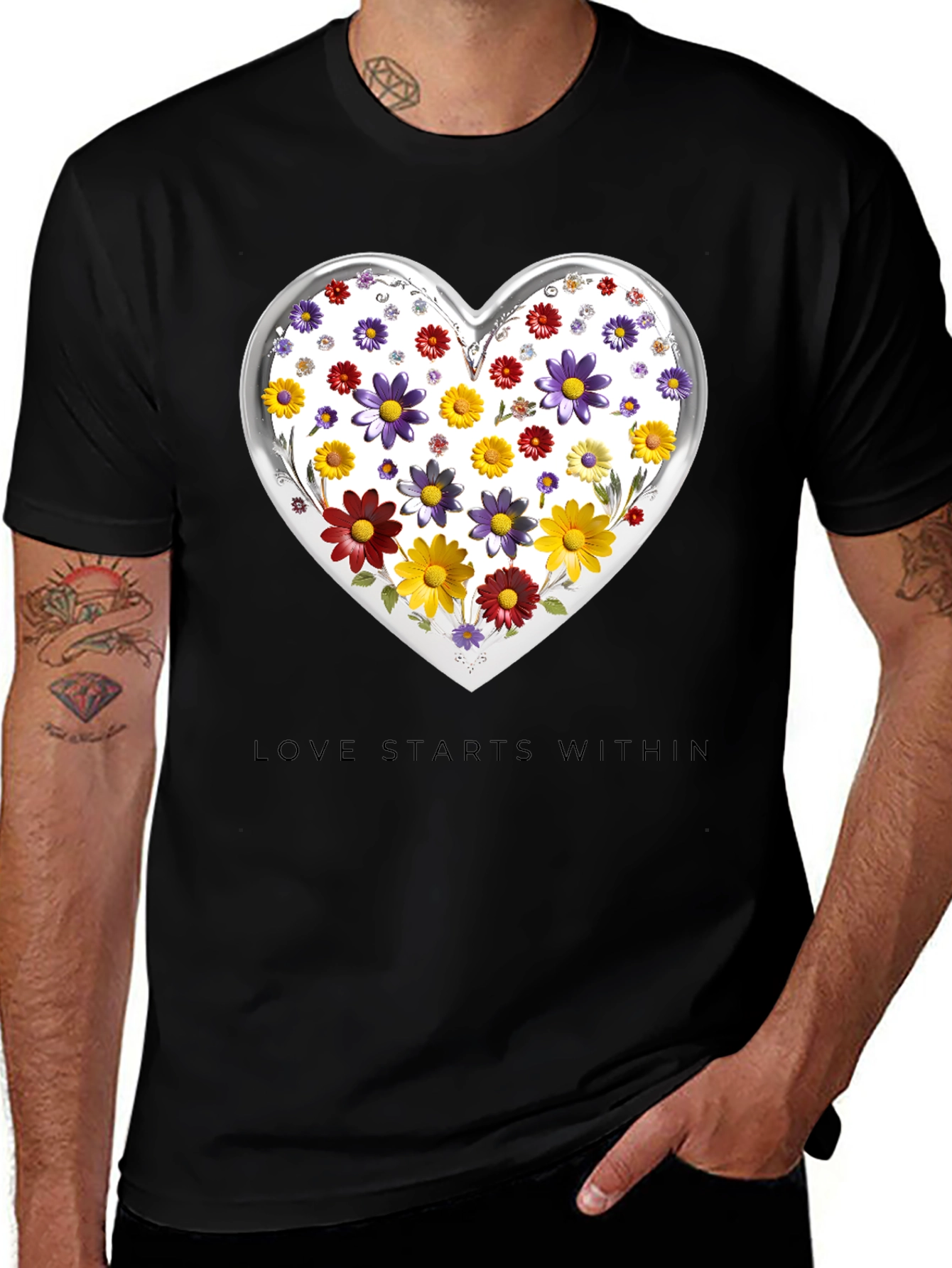 Floral Heart Tee: Love Starts Within T-Shirt