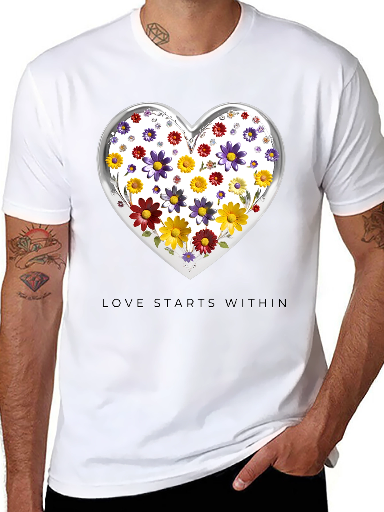 Floral Heart Tee: Love Starts Within T-Shirt