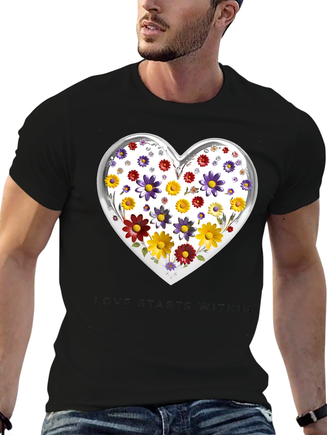 Floral Heart Tee: Love Starts Within T-Shirt