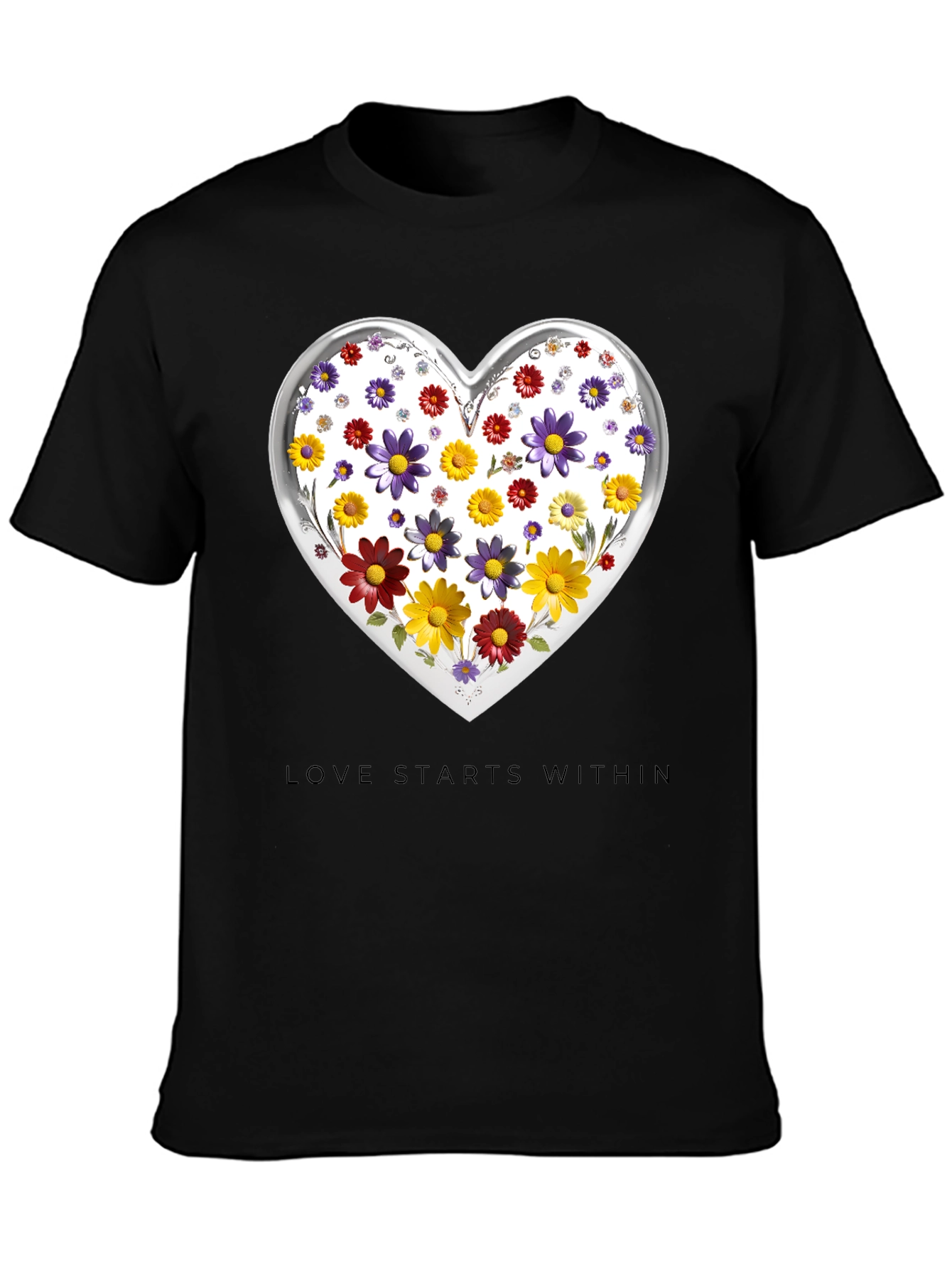 Floral Heart Tee: Love Starts Within T-Shirt