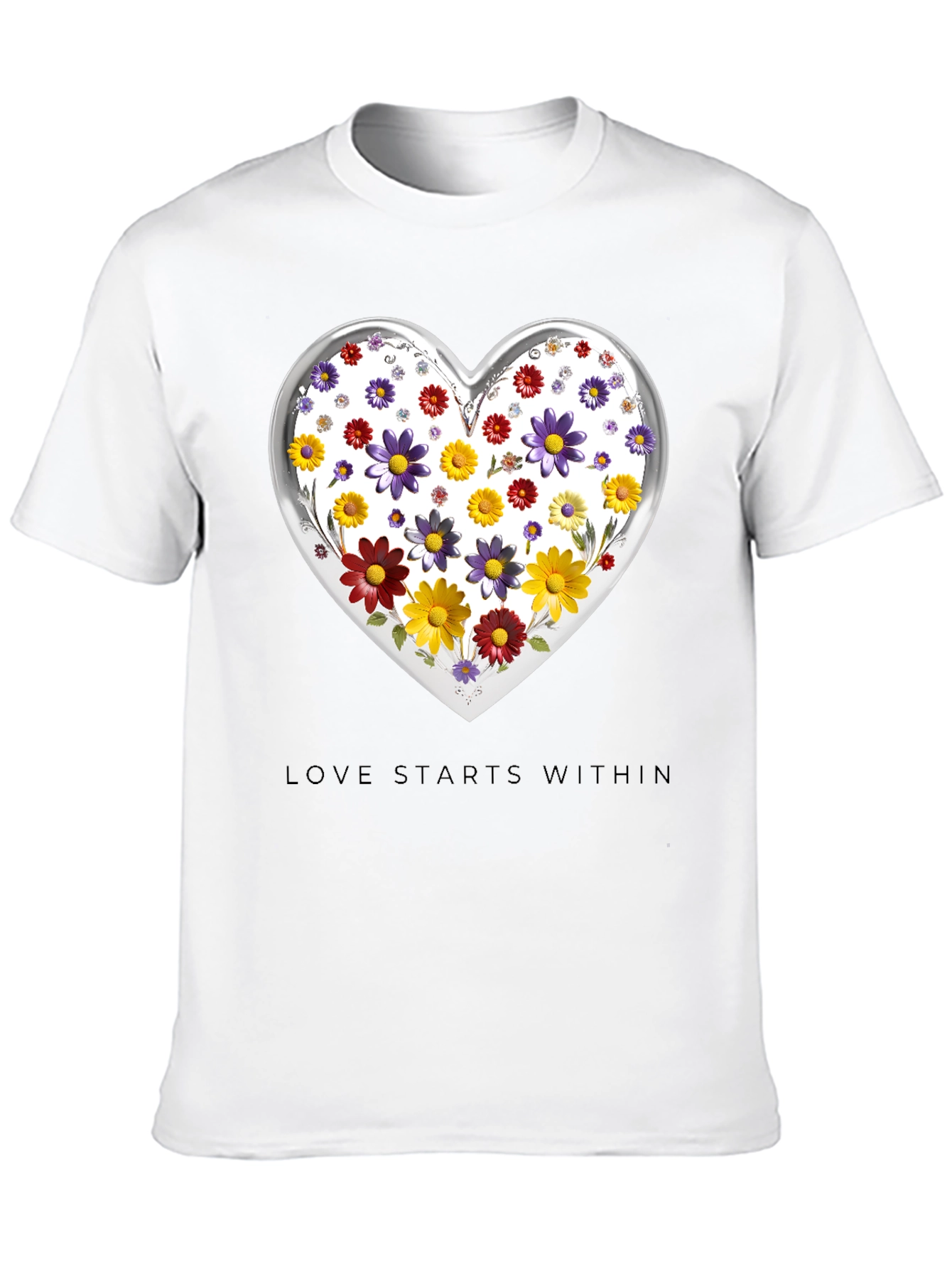Floral Heart Tee: Love Starts Within T-Shirt