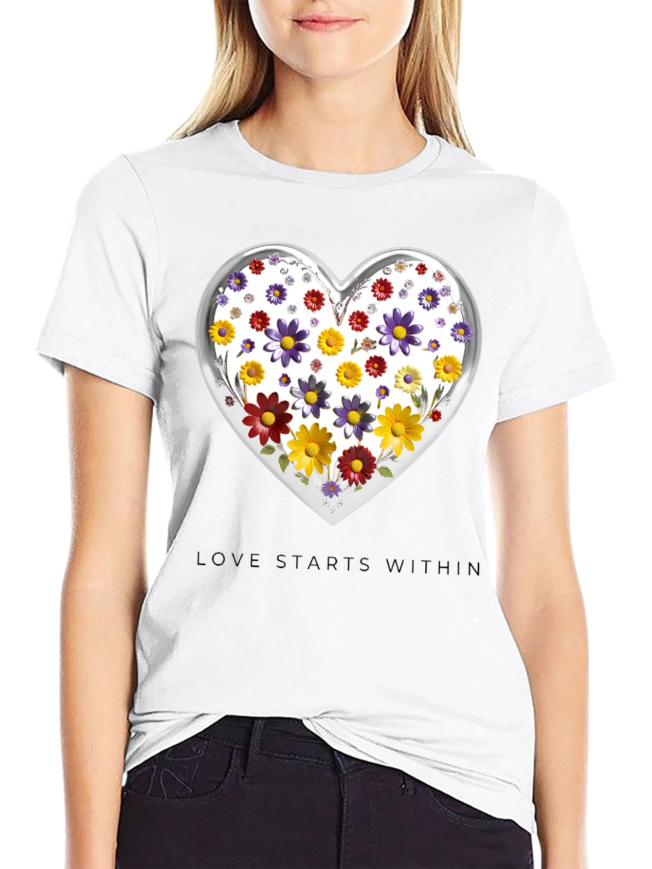 Floral Heart Tee: Love Starts Within T-Shirt
