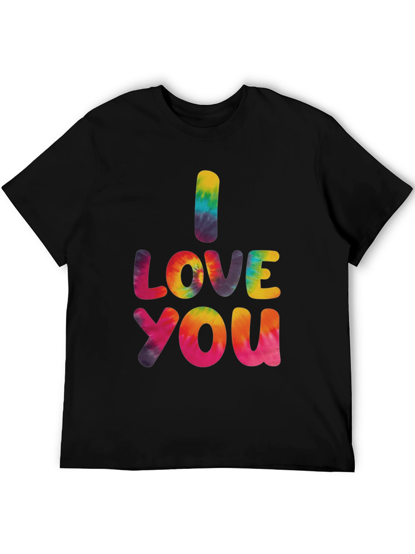 I Love You Tie Dye Graphic Tee - Black