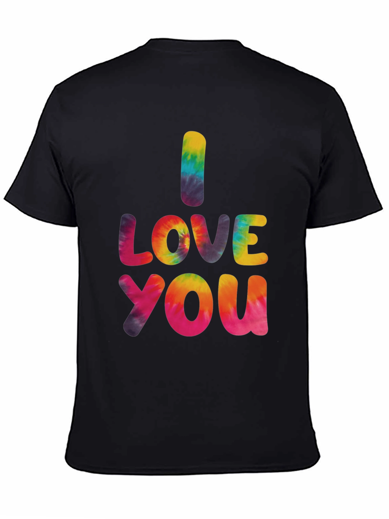 I Love You Tie Dye Graphic Tee - Black