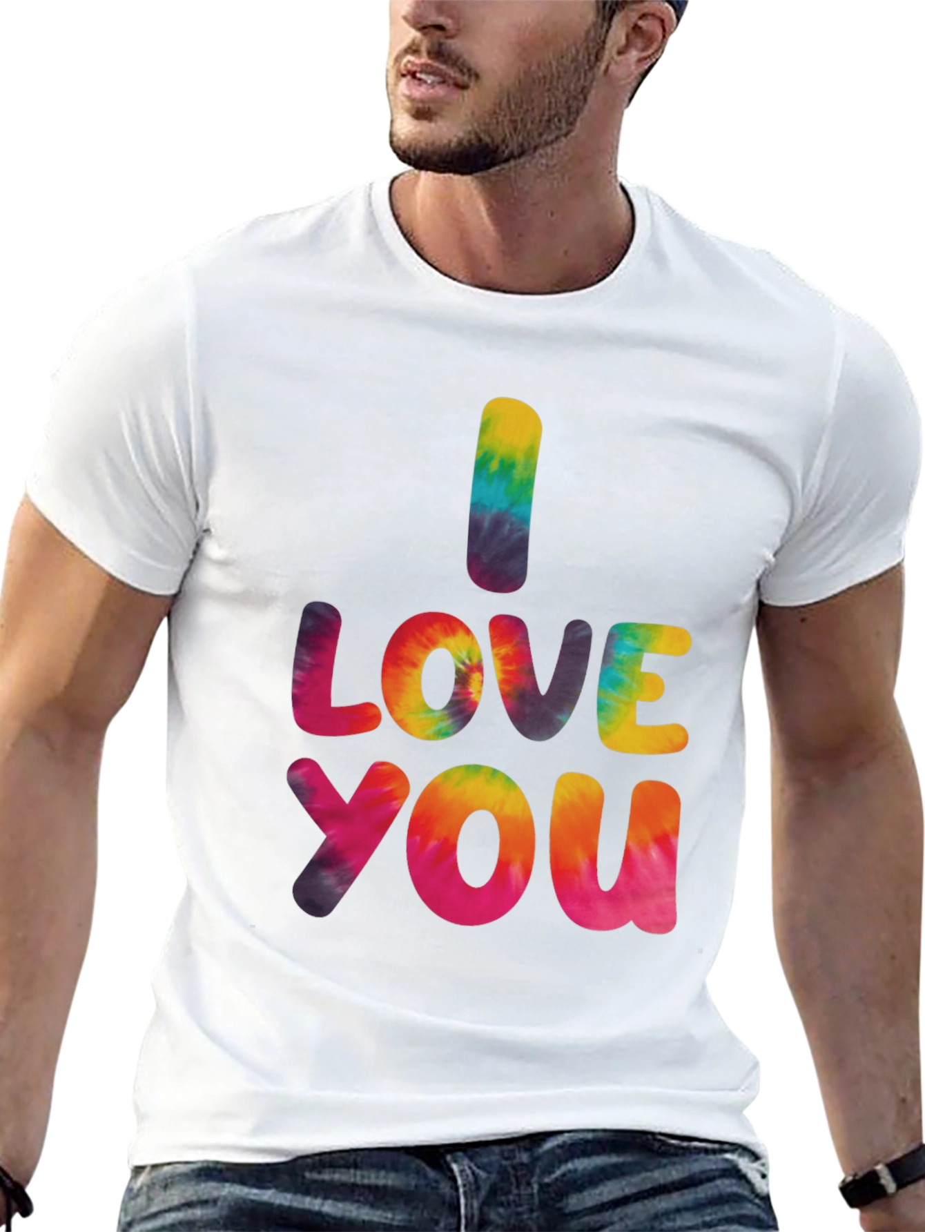 I Love You Tie Dye Graphic Tee - Black