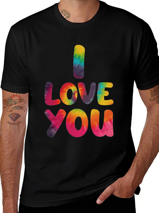 I Love You Tie Dye Graphic Tee - Black