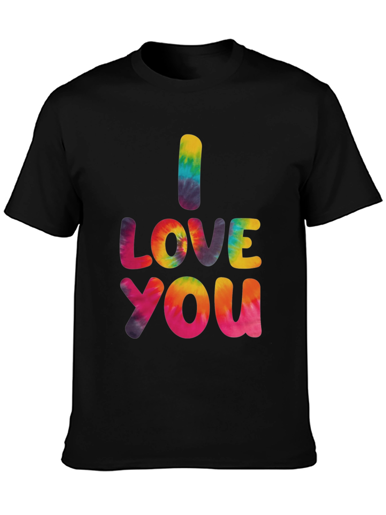 I Love You Tie Dye Graphic Tee - Black