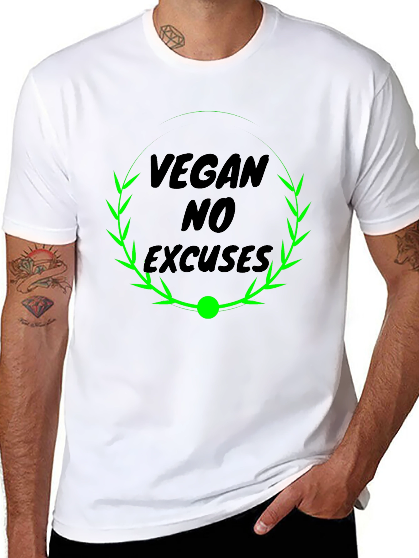 Vegan No Excuses Black Graphic T-Shirt