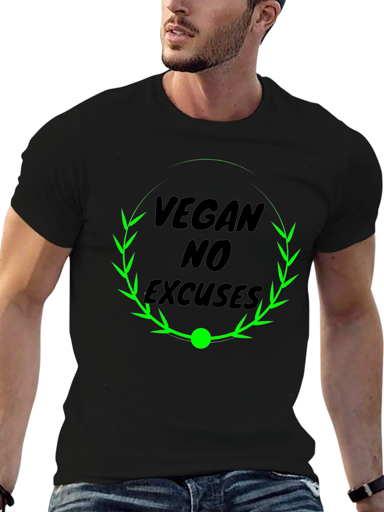 Vegan No Excuses Black Graphic T-Shirt