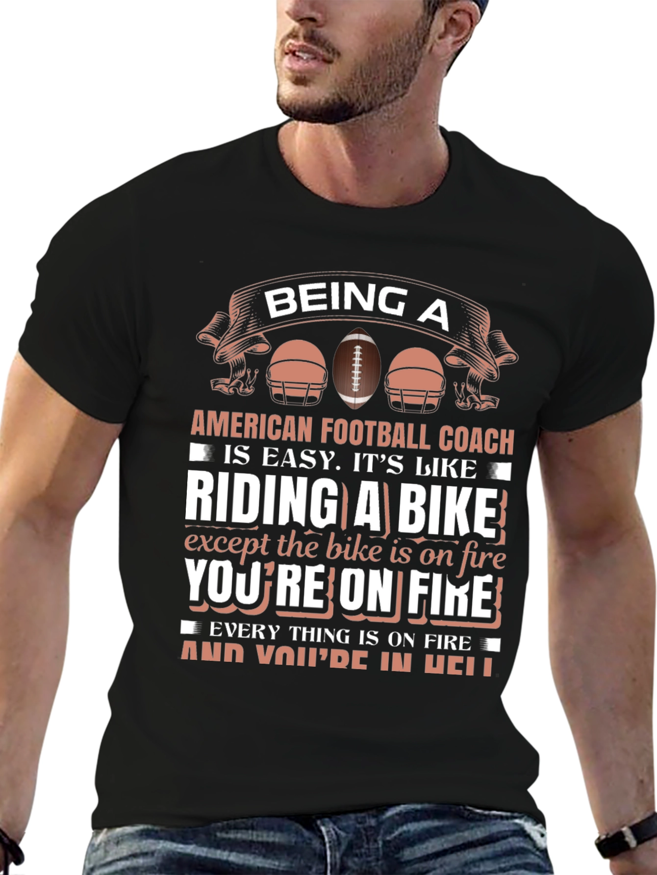 American Football Coach Riding A Bike T-Shirt