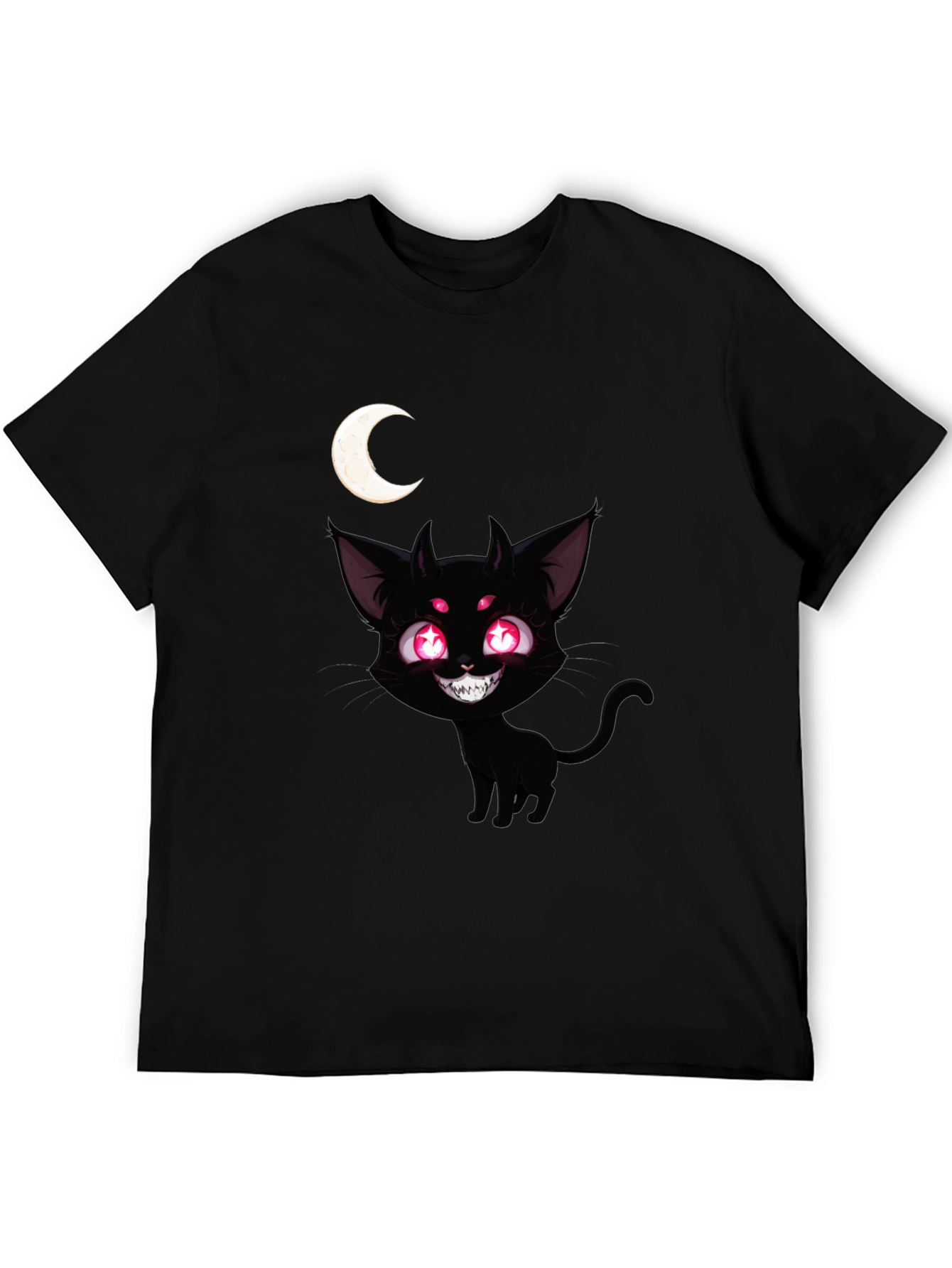 Creepy Cute Black Cat Moon Graphic Tee