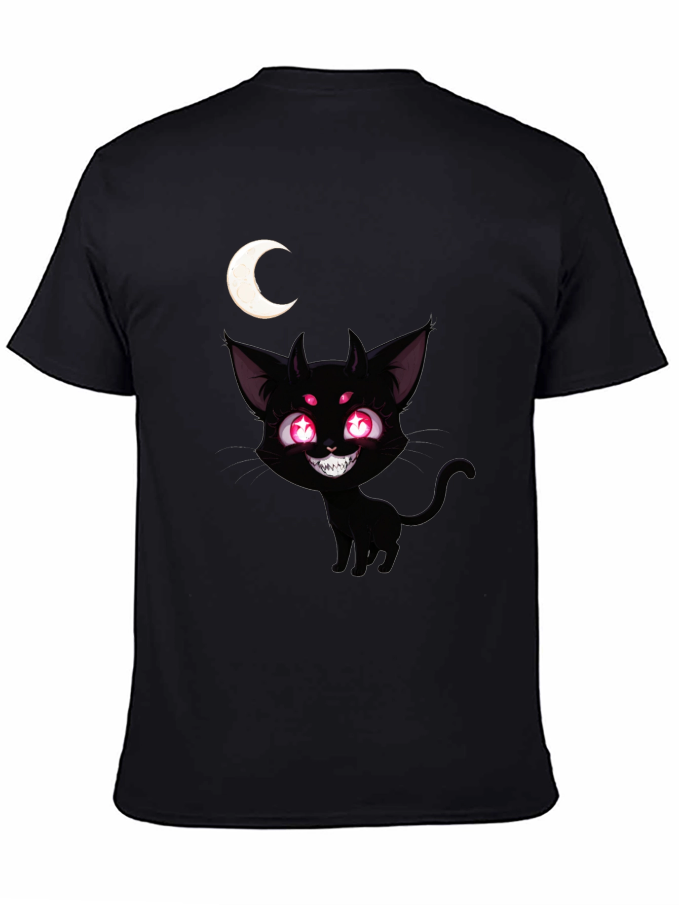Creepy Cute Black Cat Moon Graphic Tee