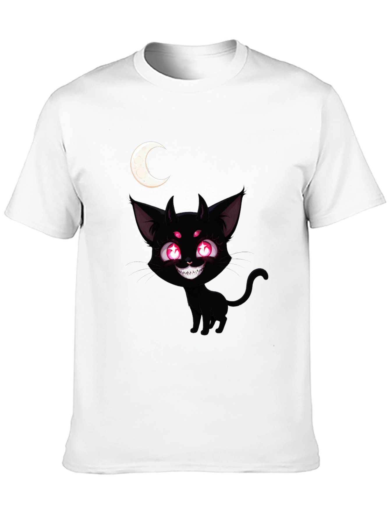 Creepy Cute Black Cat Moon Graphic Tee