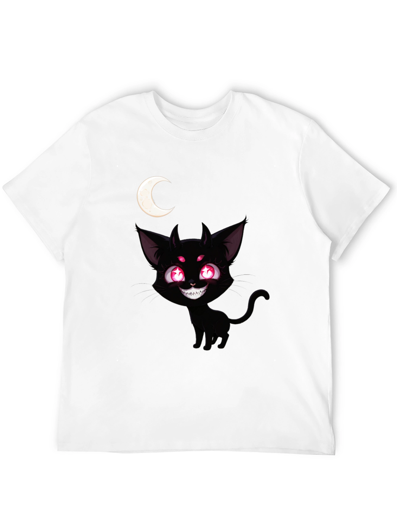 Creepy Cute Black Cat Moon Graphic Tee