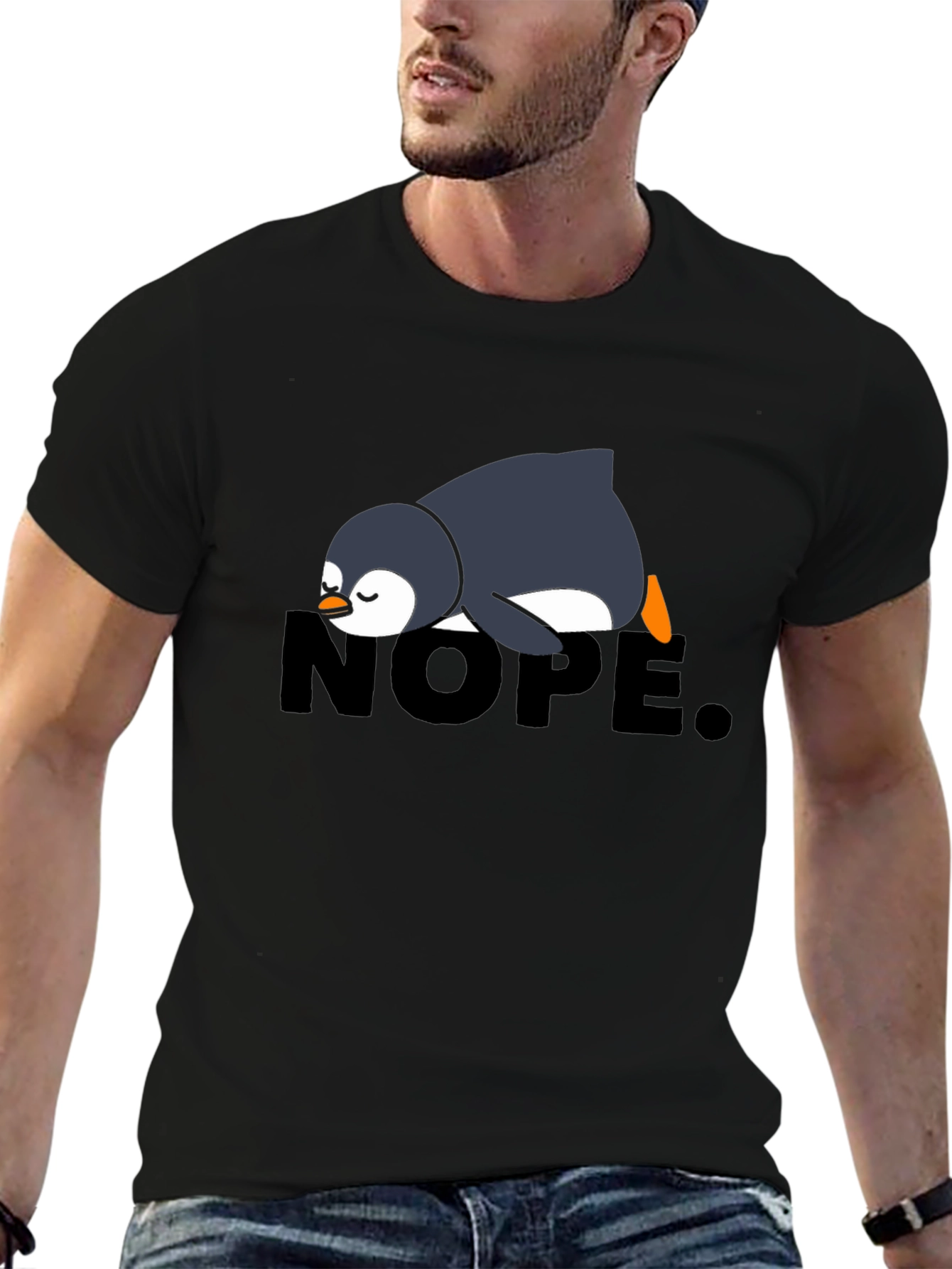 Nope Penguin Graphic T-Shirt