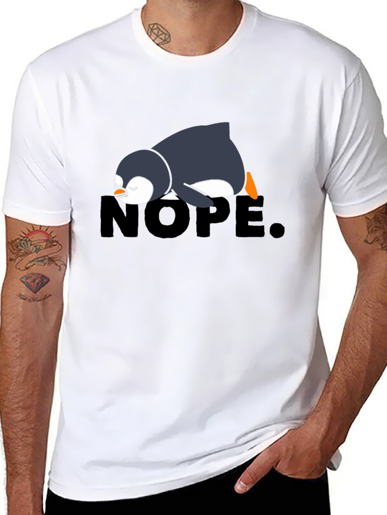 Nope Penguin Graphic T-Shirt