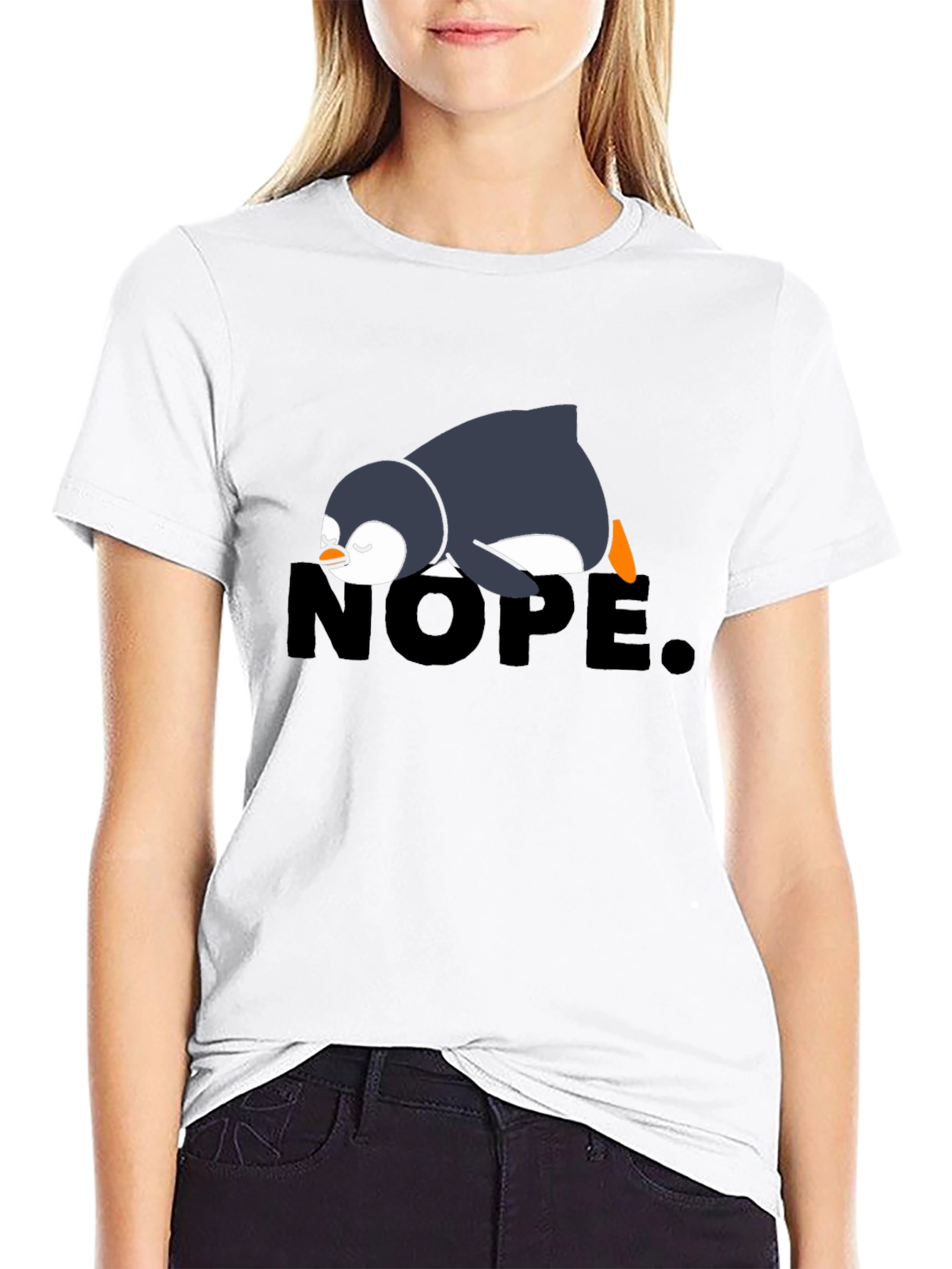 Nope Penguin Graphic T-Shirt