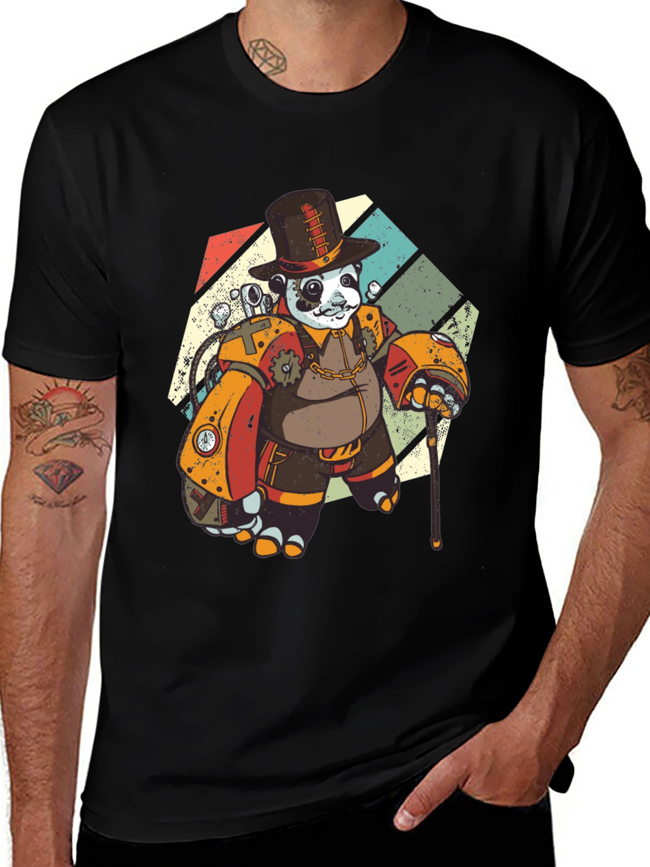 Steampunk Panda Bear T-Shirt - Unique Graphic Tee