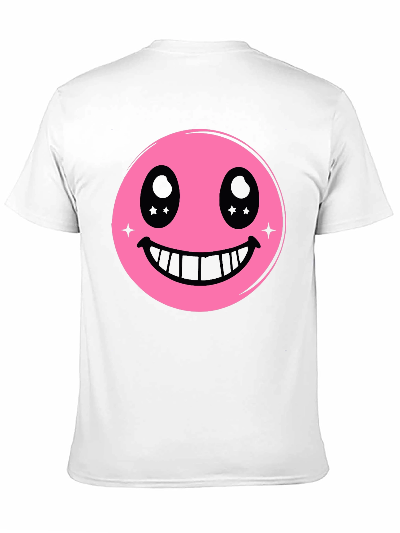 Pink Smiley Face Graphic Black T-Shirt
