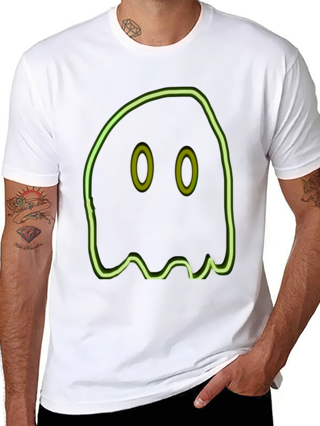 Neon Ghost Graphic Tee - Spooky Style