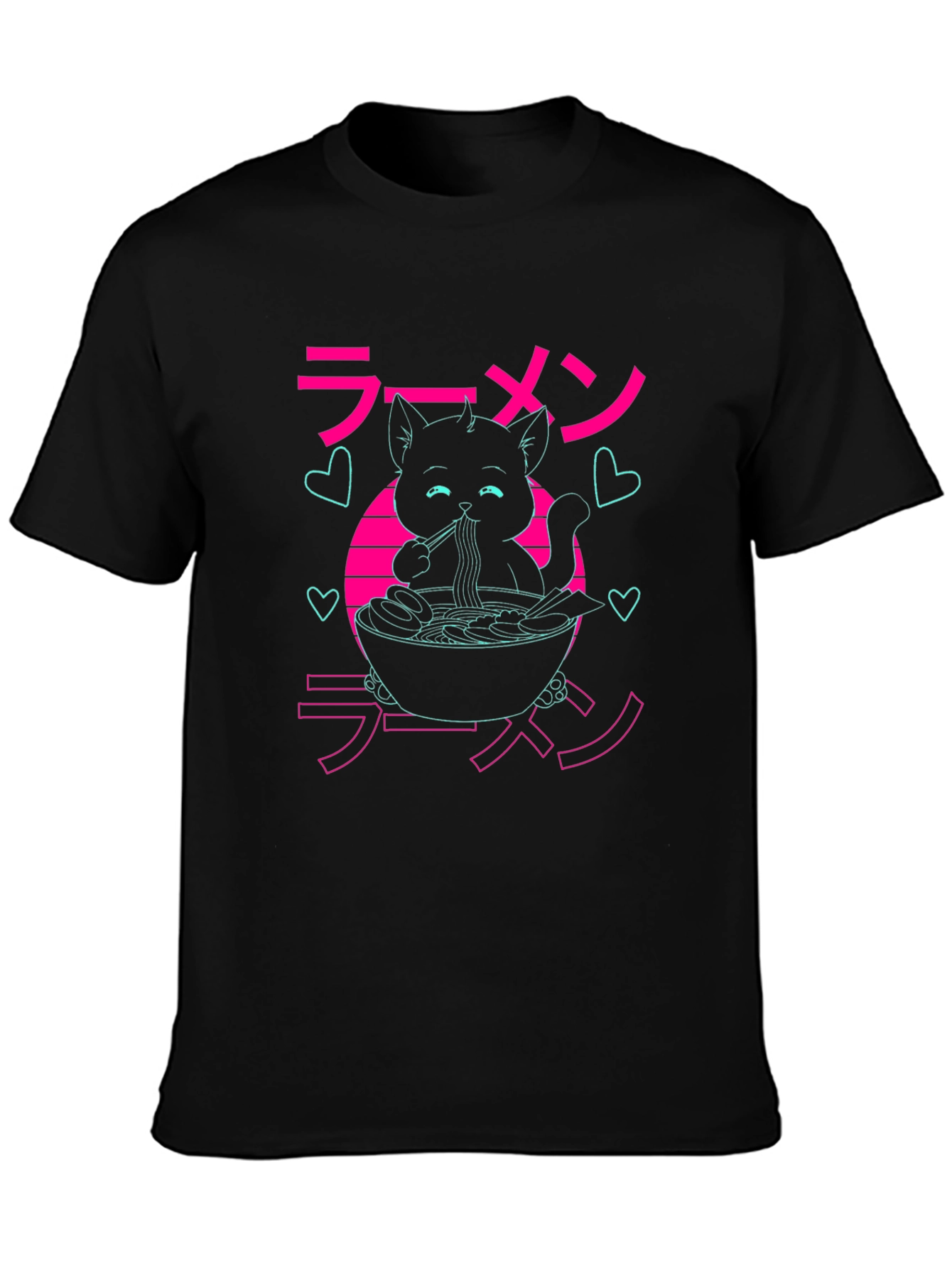 Ramen Cat Graphic Tee - Anime Style