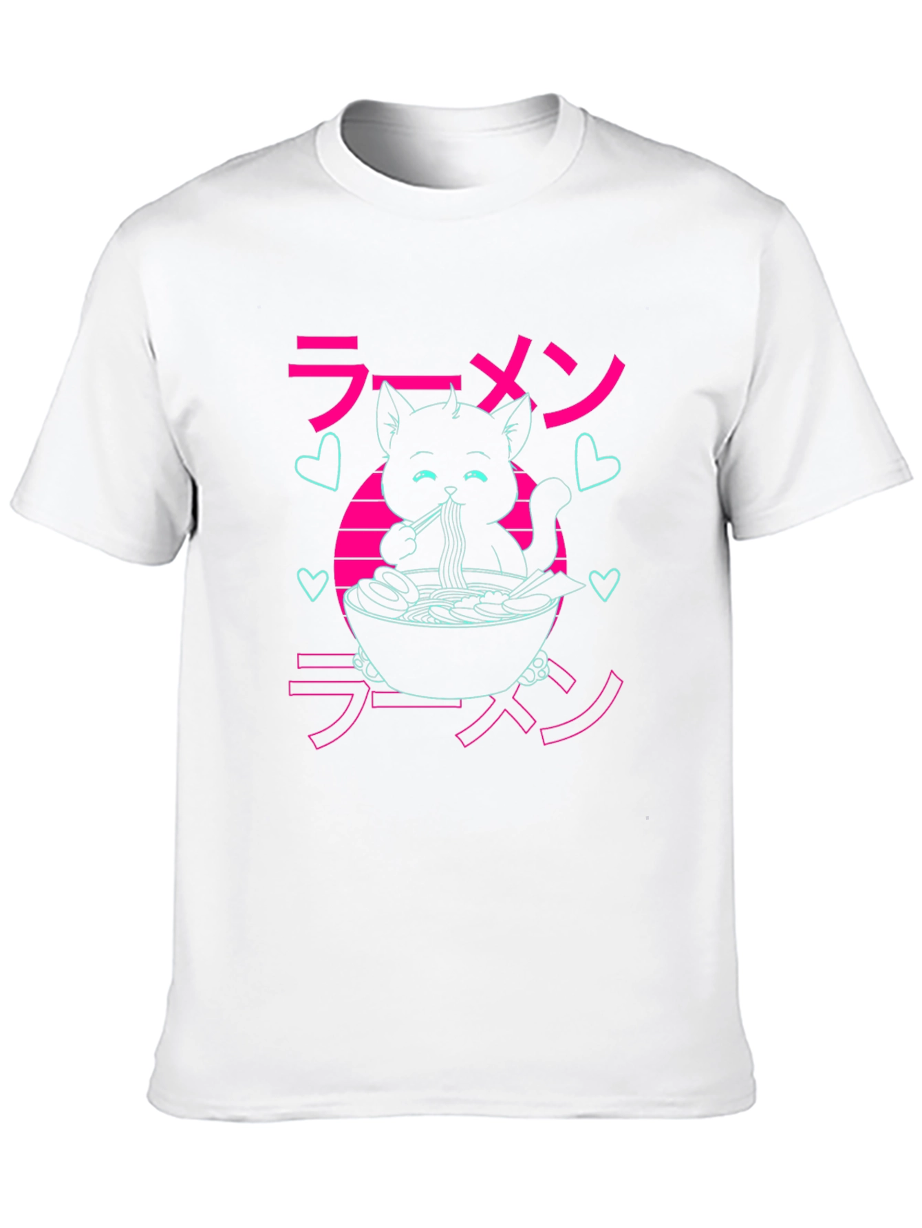 Ramen Cat Graphic Tee - Anime Style