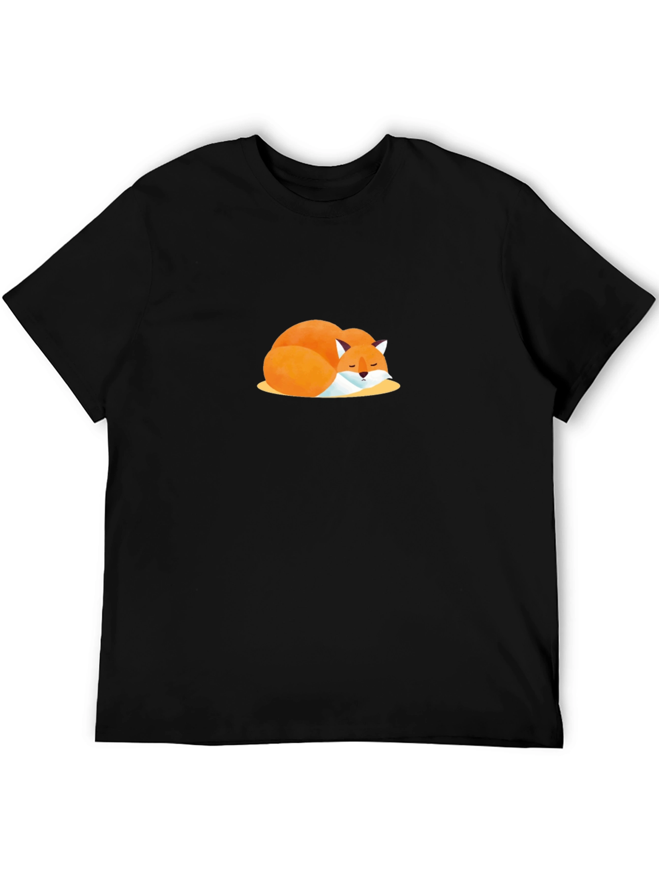Sleeping Fox Graphic Tee - Comfortable Black T-Shirt