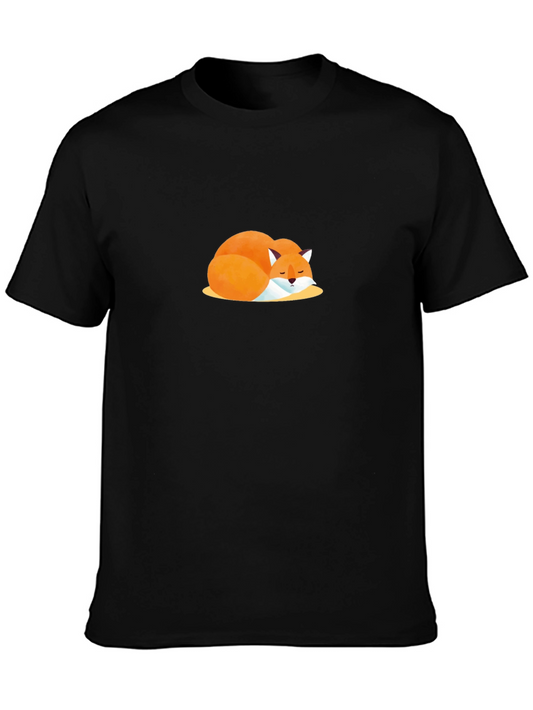 Sleeping Fox Graphic Tee - Comfortable Black T-Shirt