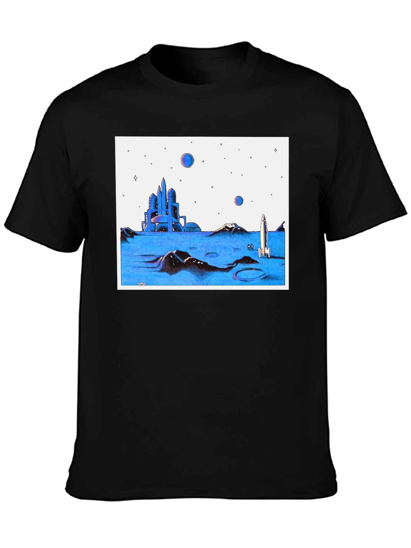 Retro Space T-Shirt - City and Rocket Design