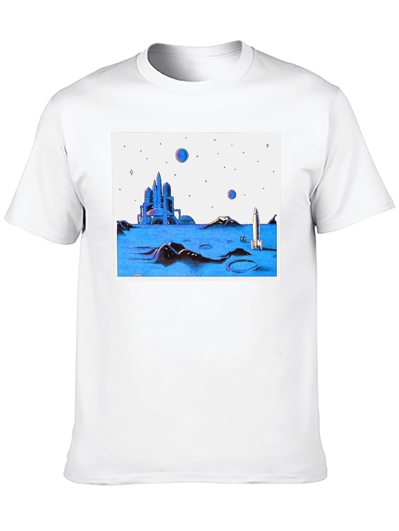 Retro Space T-Shirt - City and Rocket Design