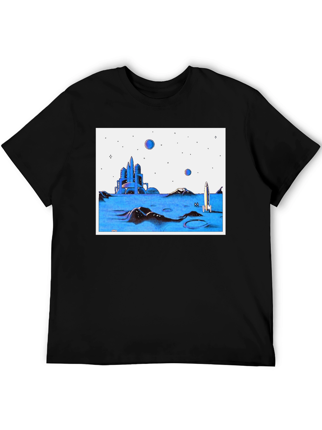 Retro Space T-Shirt - City and Rocket Design