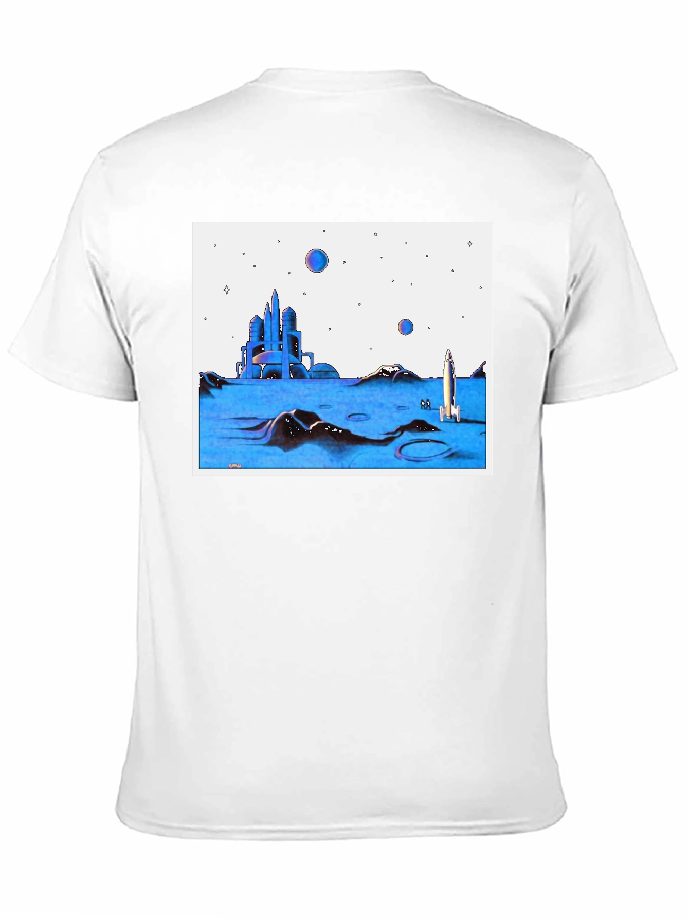 Retro Space T-Shirt - City and Rocket Design