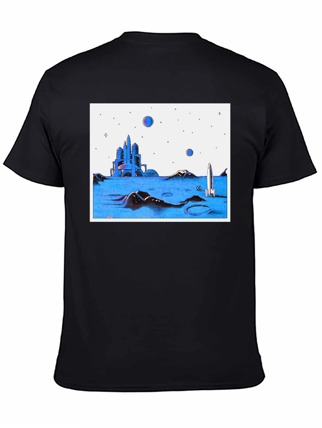 Retro Space T-Shirt - City and Rocket Design