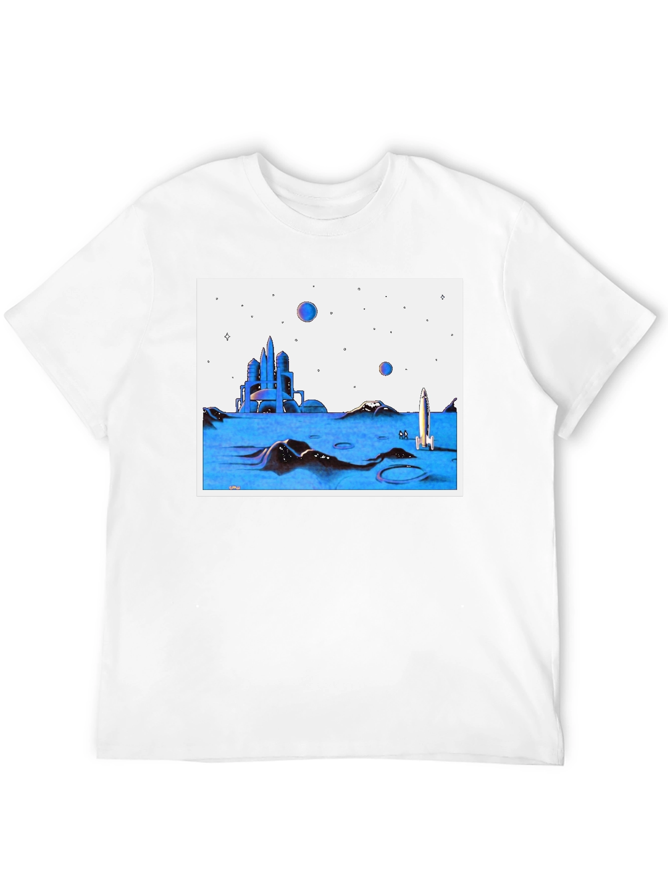 Retro Space T-Shirt - City and Rocket Design