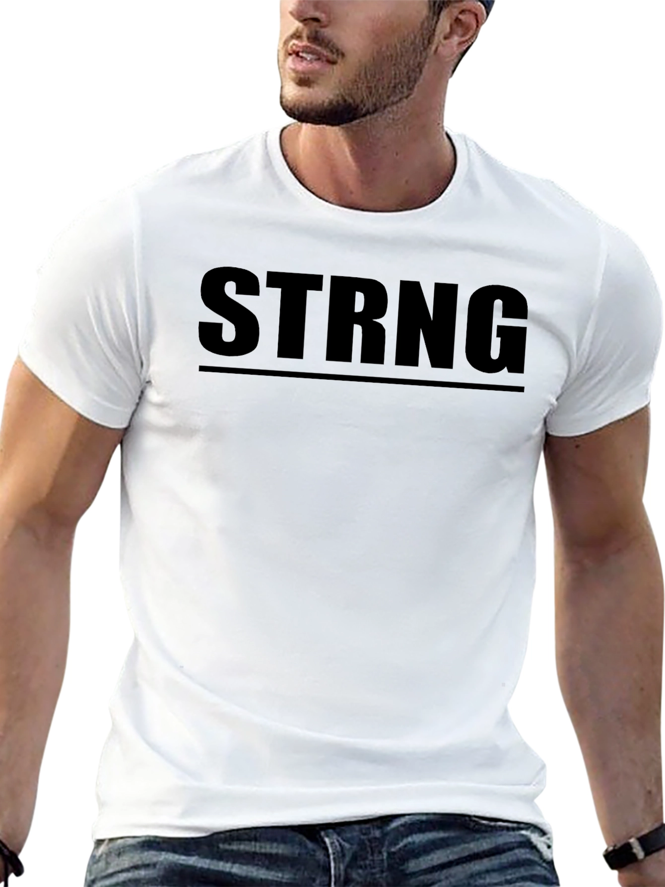 STRNG Graphic Tee - Black Crew Neck T-Shirt