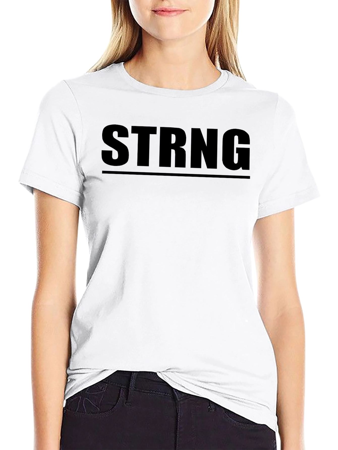 STRNG Graphic Tee - Black Crew Neck T-Shirt
