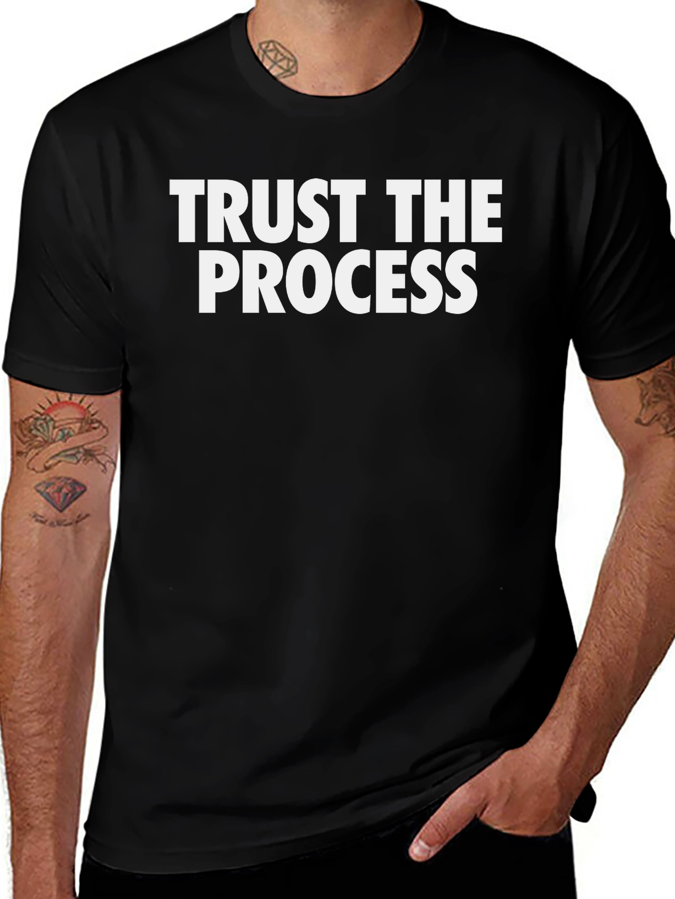 Trust The Process Black Cotton Graphic Tee