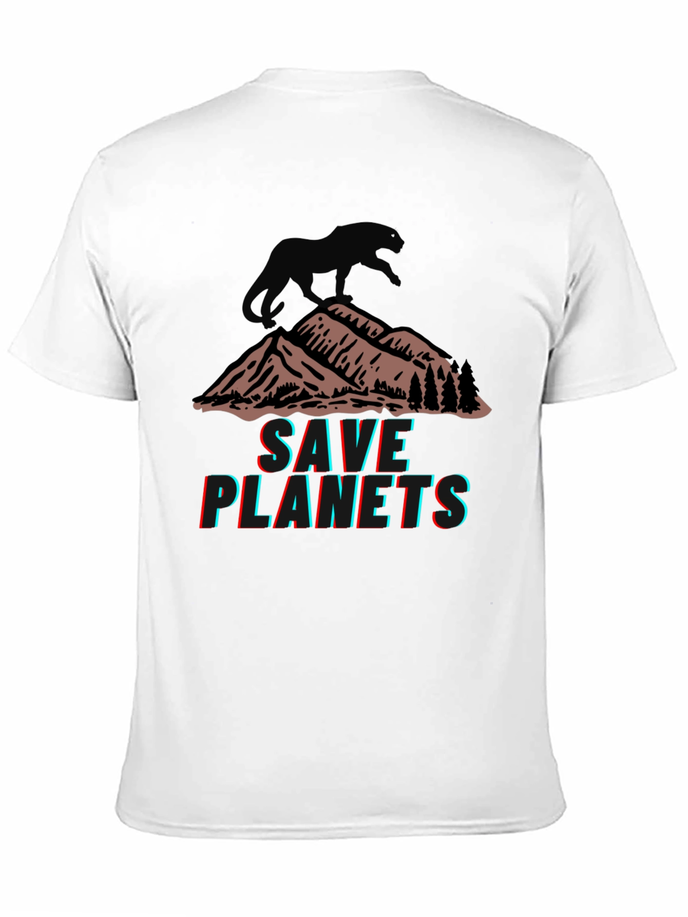 Save Planets Graphic Tee - Mountain & Panther Design