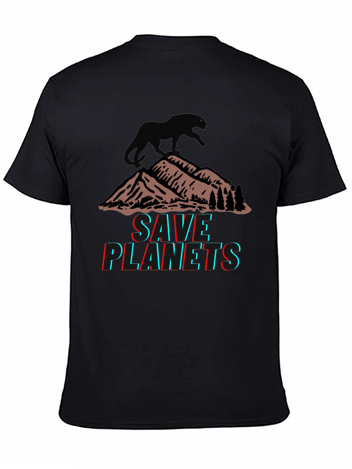 Save Planets Graphic Tee - Mountain & Panther Design
