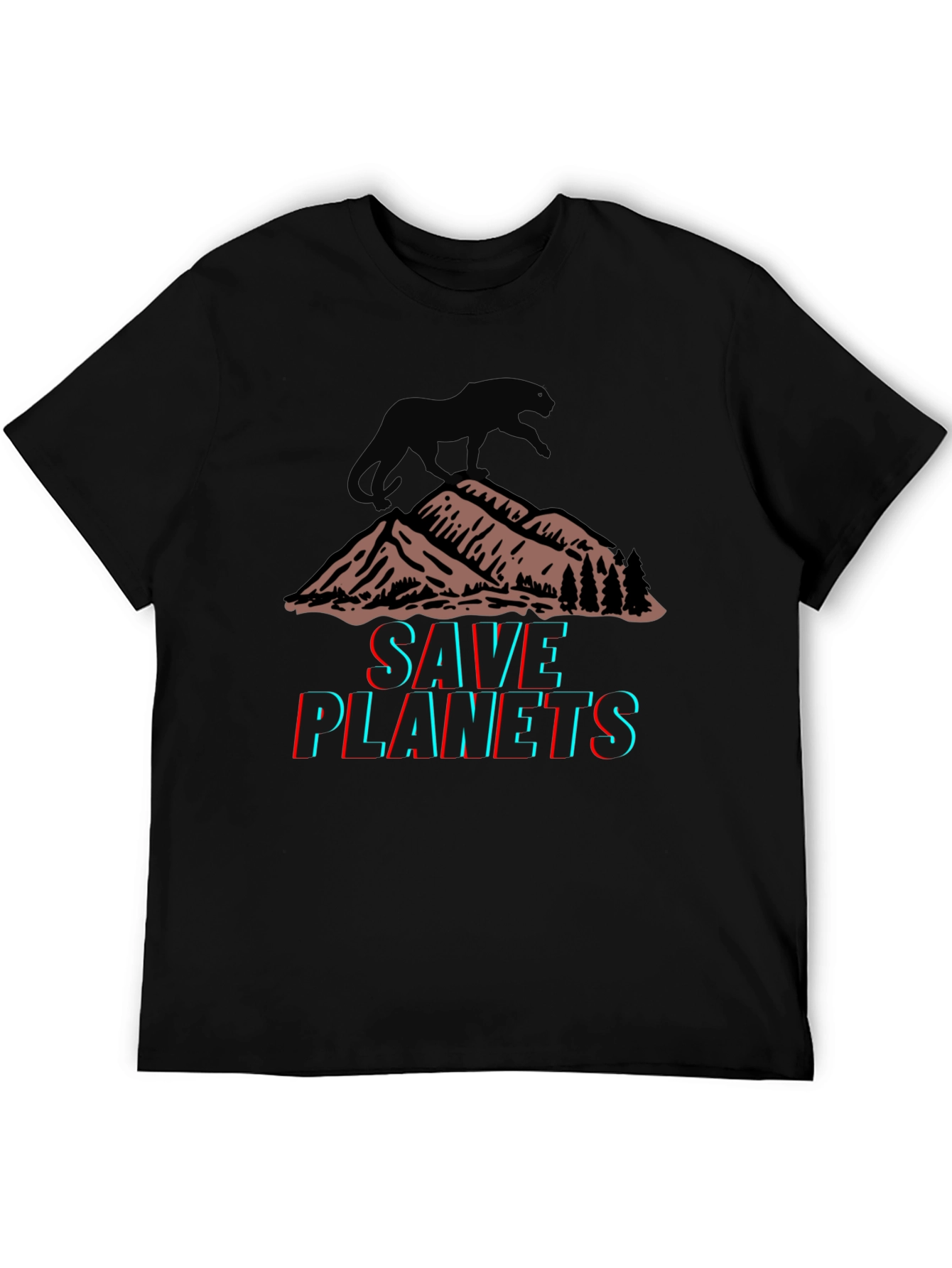 Save Planets Graphic Tee - Mountain & Panther Design