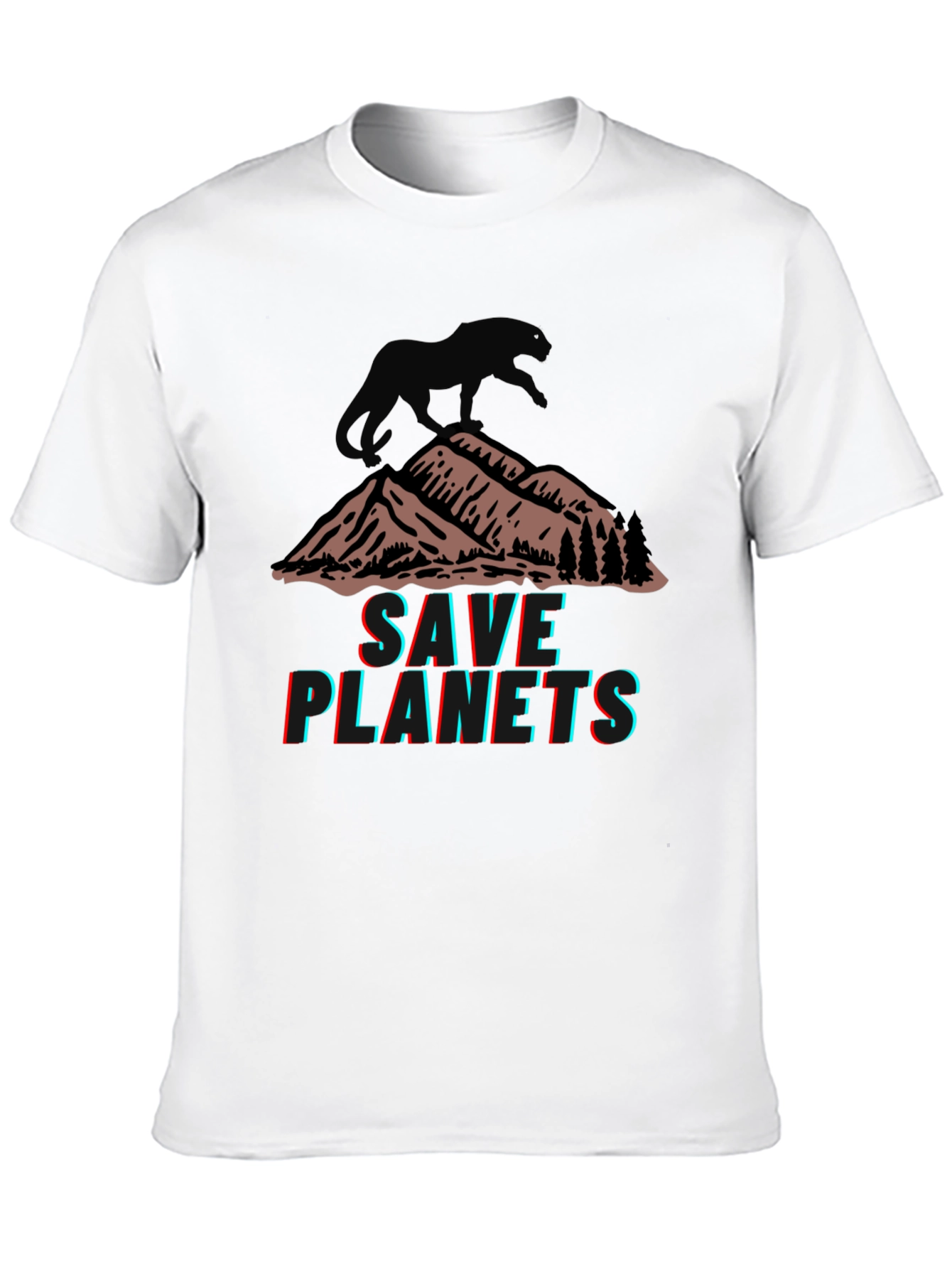 Save Planets Graphic Tee - Mountain & Panther Design
