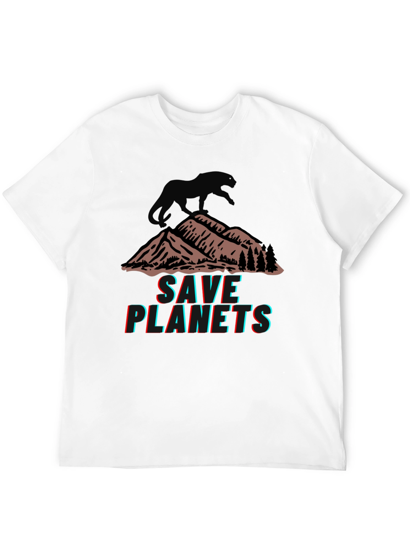 Save Planets Graphic Tee - Mountain & Panther Design