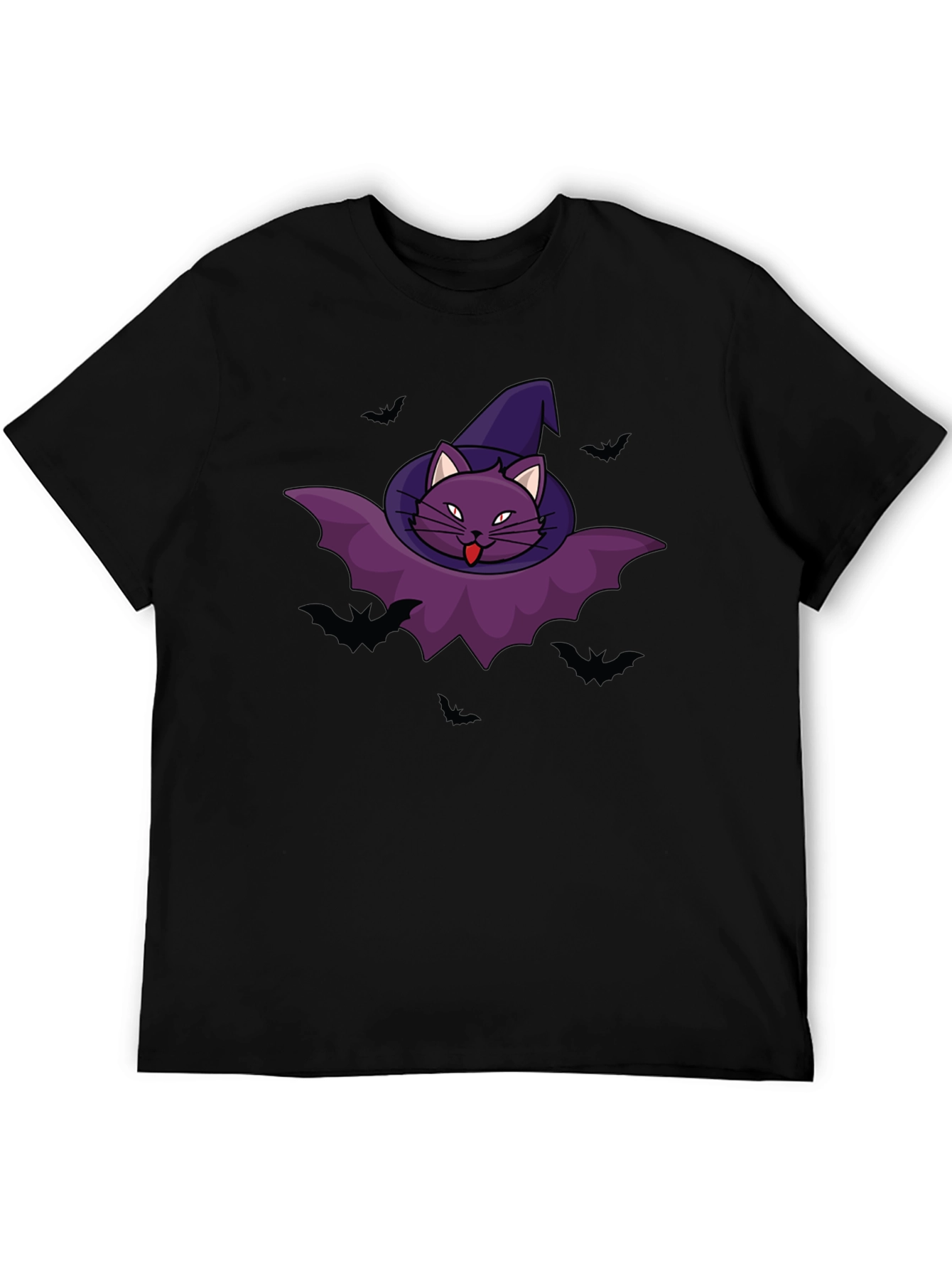 Halloween Cat Bat Graphic Tee
