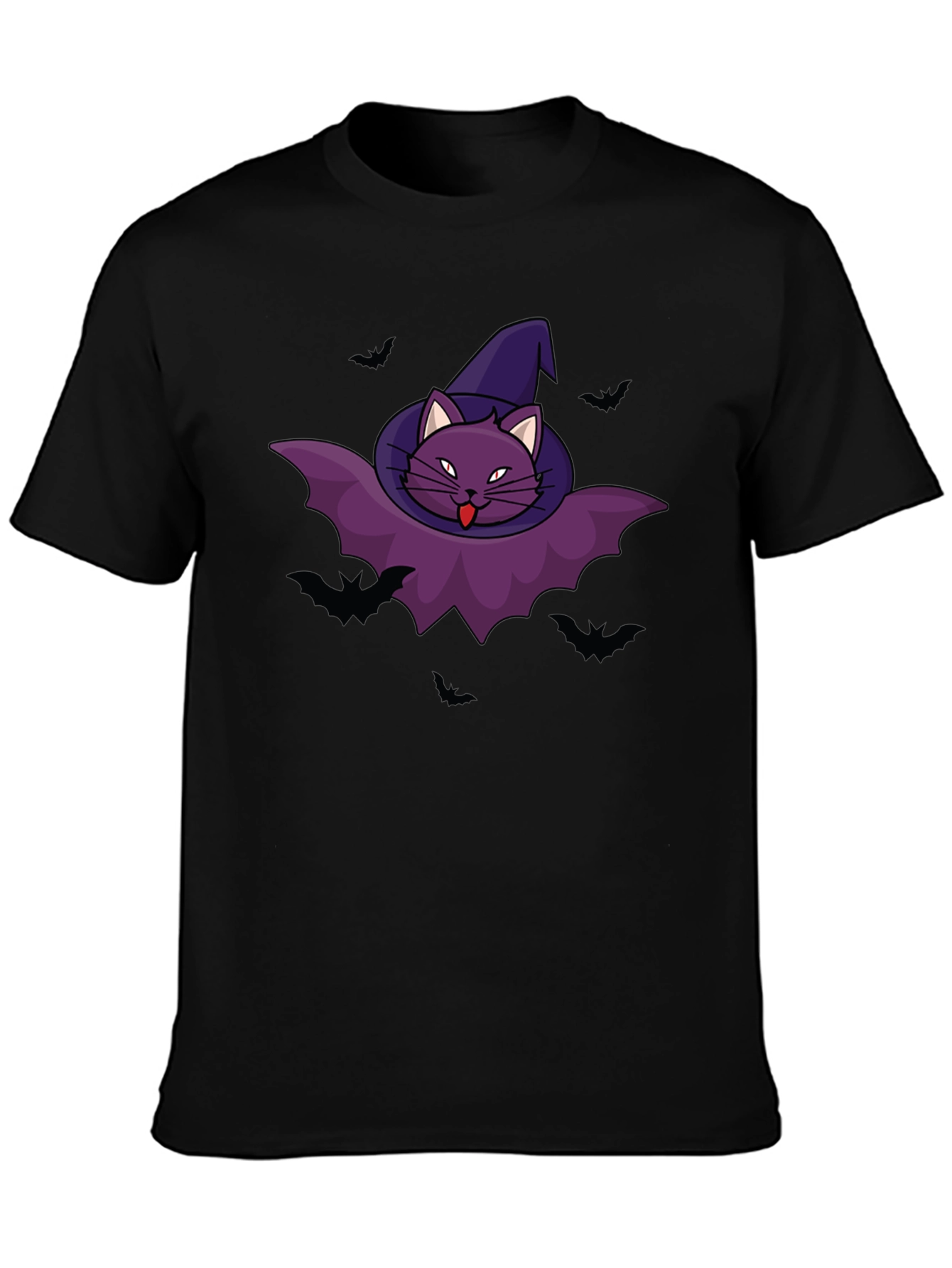 Halloween Cat Bat Graphic Tee